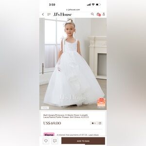 JJs House Flower Girl Dress - Ivory Size 6 (never worn!, original packaging)